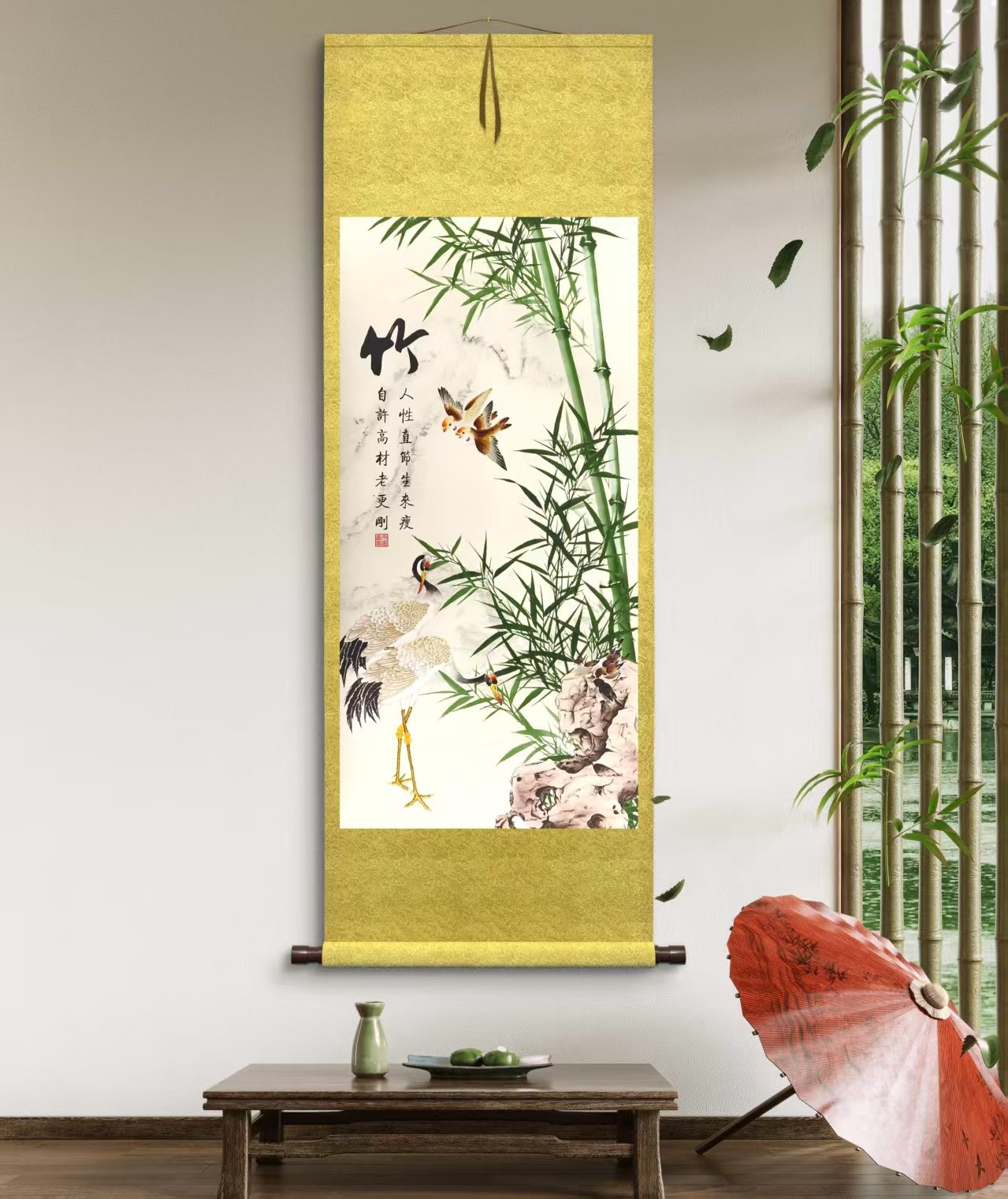 《竹》玄关挂画风景艺术装饰画竖50*150玄关装饰画字画客厅中式