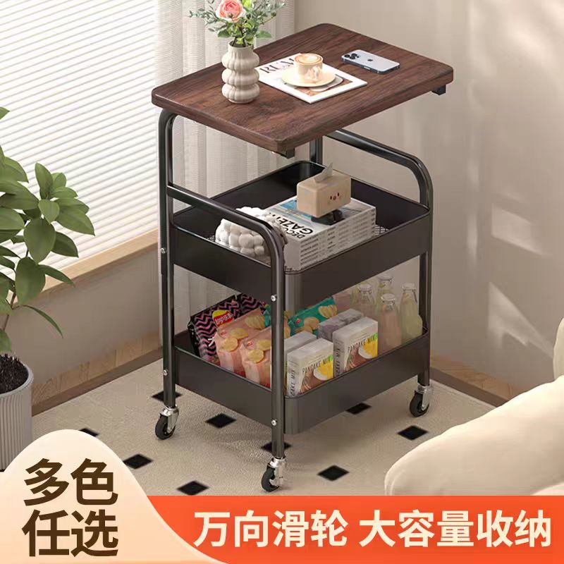 （新疆包邮）可移动小推车收纳架床头客厅沙发边几茶几零食收纳架