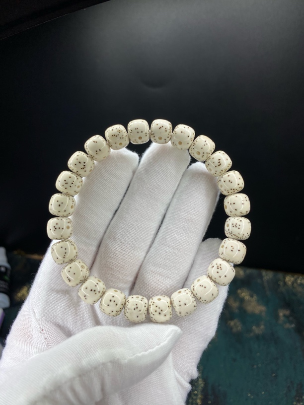 懿缘 S级10+原脂白通体月朗星稀留白一物一图星月珠串文玩