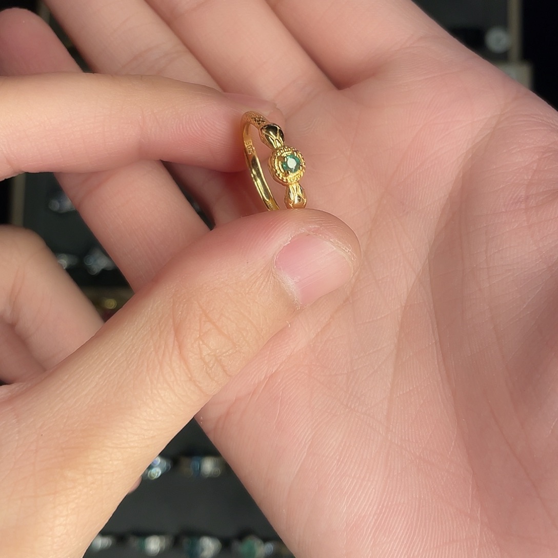 祖母绿戒指银S925镶嵌