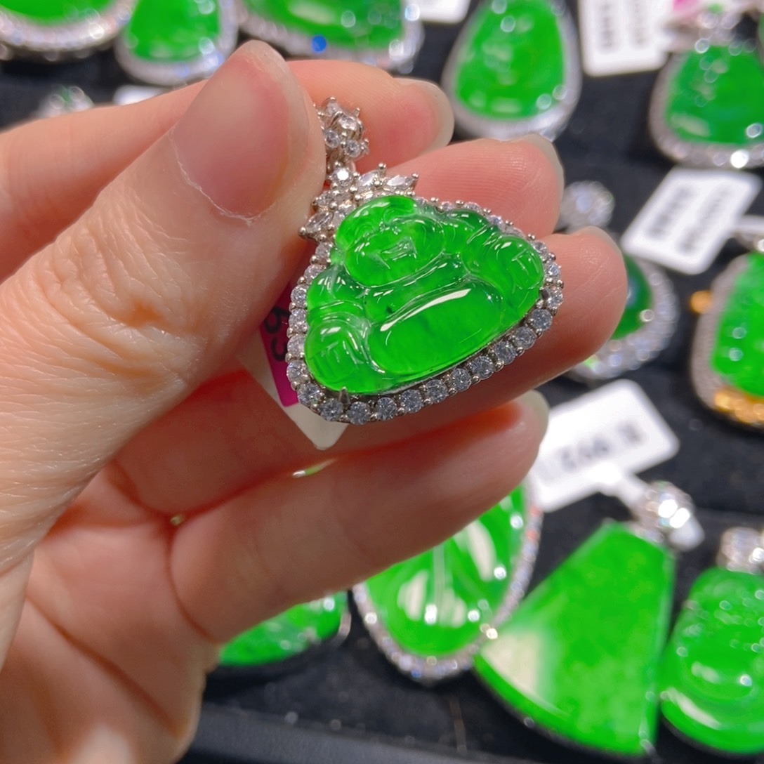 翡翠吊坠(不含链)银S925镶嵌