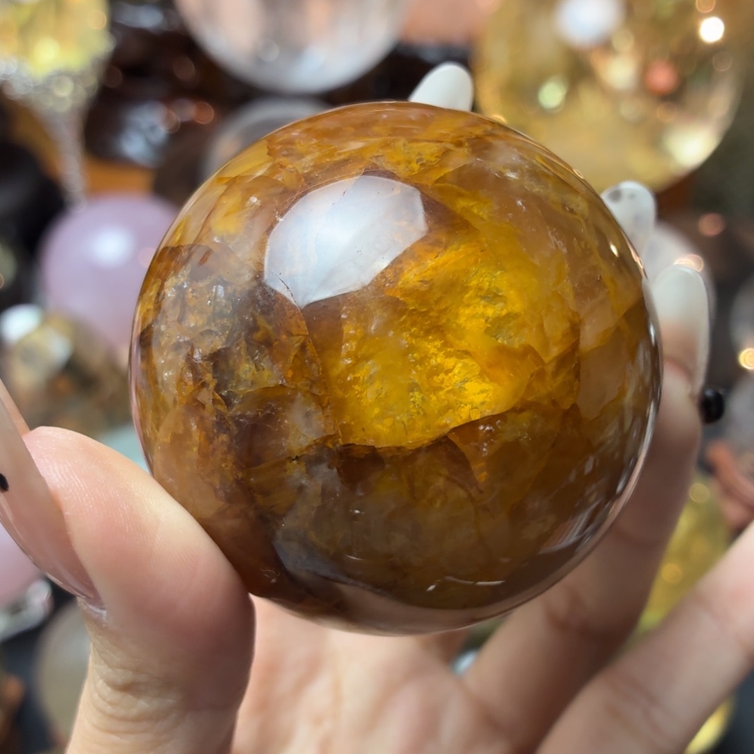 珠宝半成品未镶嵌水晶黄胶花星光57.4mm
