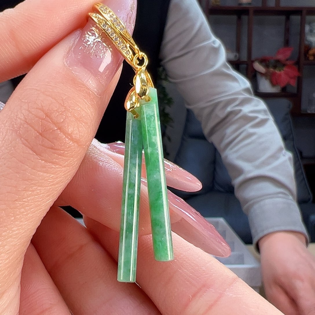 翡翠耳饰银S925镶嵌耳环33
