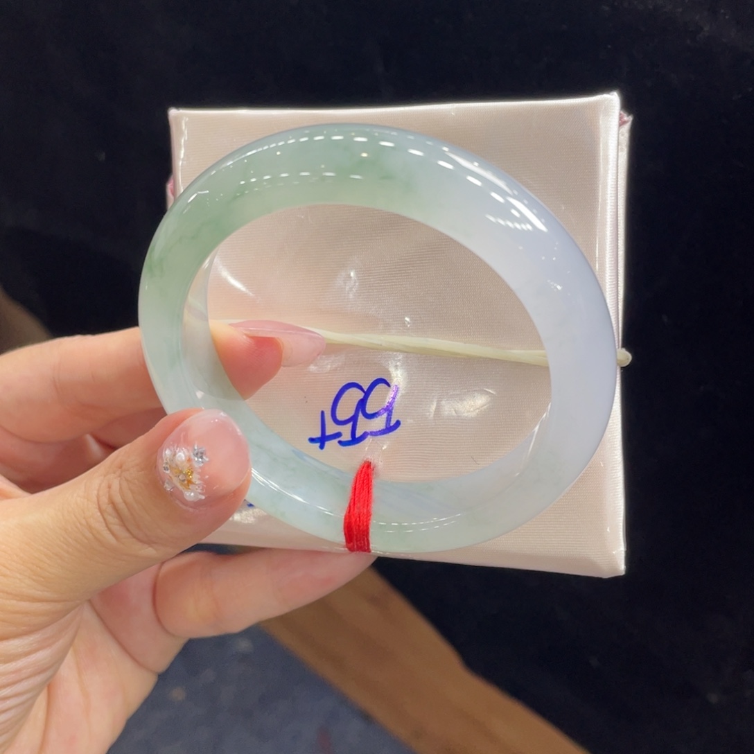 翡翠未镶嵌手镯05号 55正圈半山水飘花