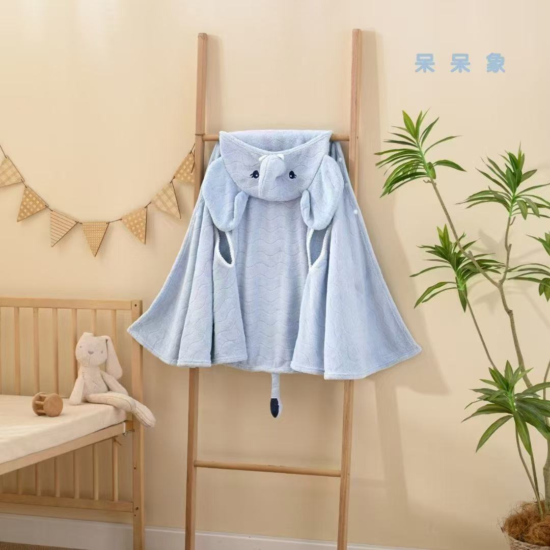 直播福利-珊瑚绒可穿斗篷浴巾