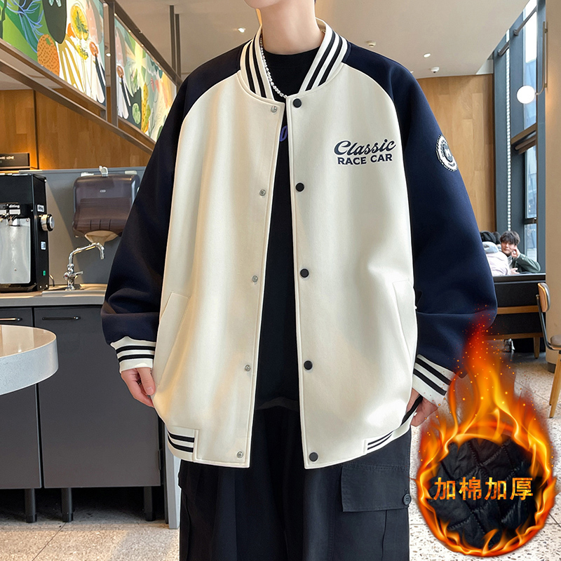 2025青少年春季新款拼色棒球服外套宽松时尚字母印花百搭款夹克