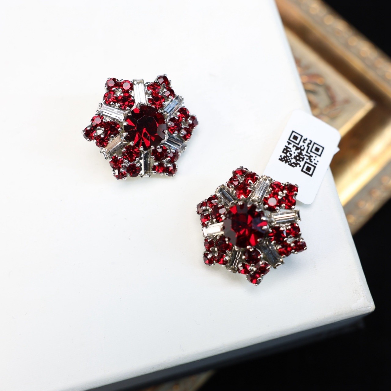 合金耳饰 柚礼中古/紫色雪花耳夹cx510599