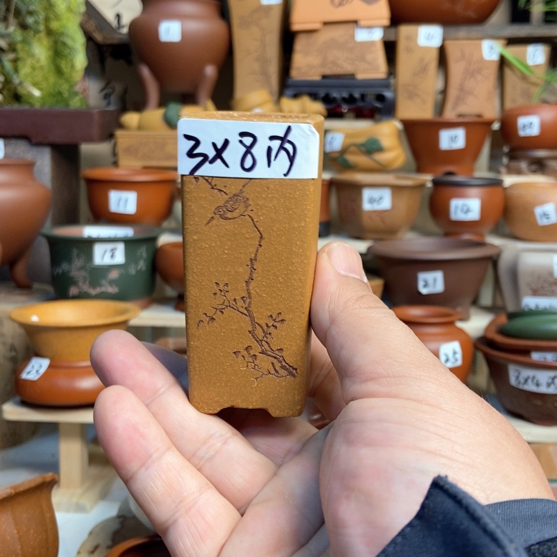 紫砂花盆苏兵，内口经尺寸