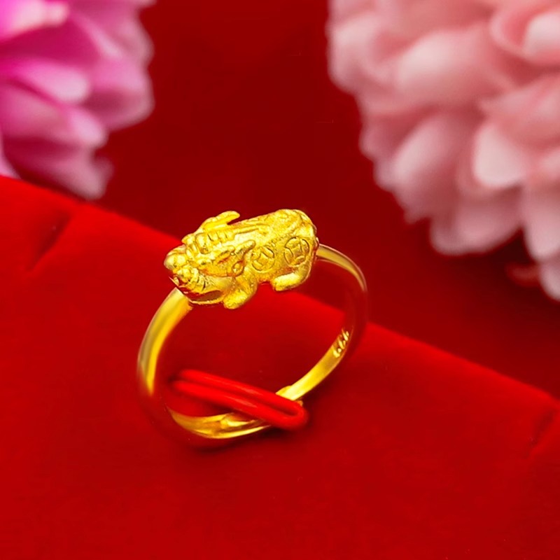 铜合金戒指 貔貅戒指开口可调节精致可爱招财指环1035