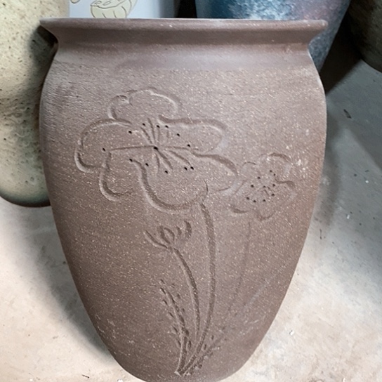 紫砂花盆口24高度34黑陶