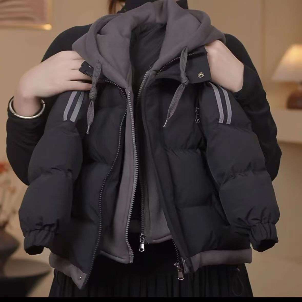 儿童冬季韩版棉服男童保暖2025外套新款加厚羽绒连帽棉衣两件