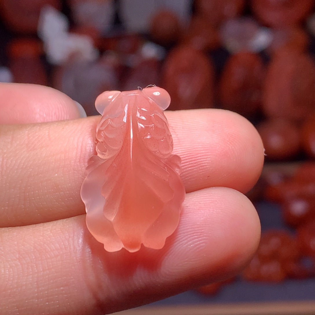 南红玛瑙未镶嵌珠宝半成品冰粉金鱼