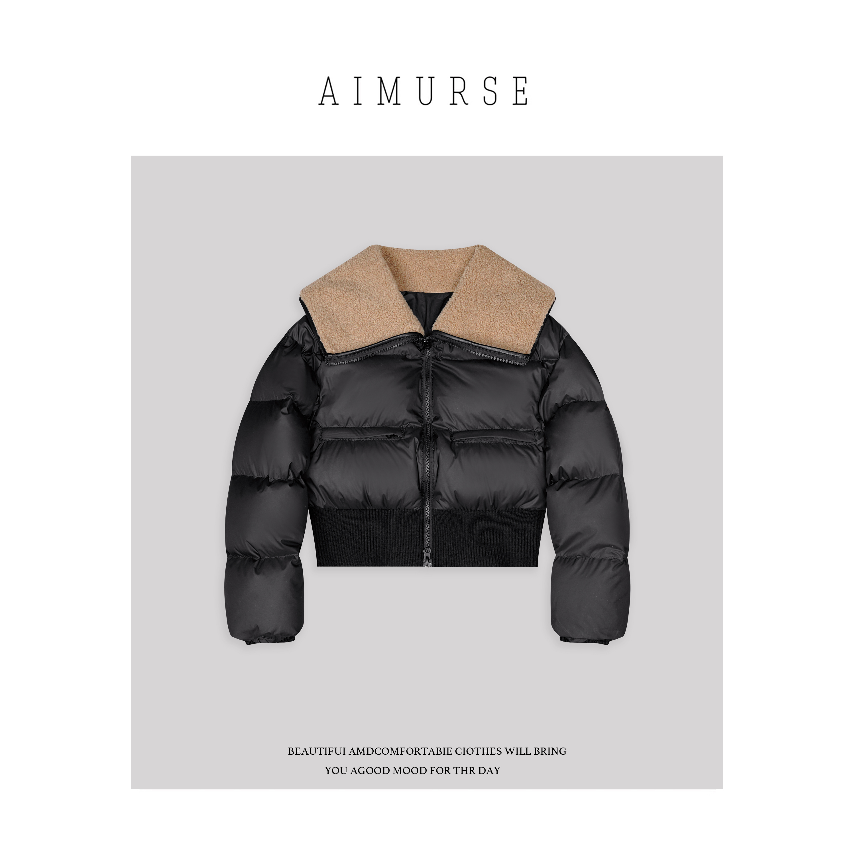 AIMURSE 【雪顶咖啡】小众设计师 时髦大翻领保暖羽绒服 AM70268