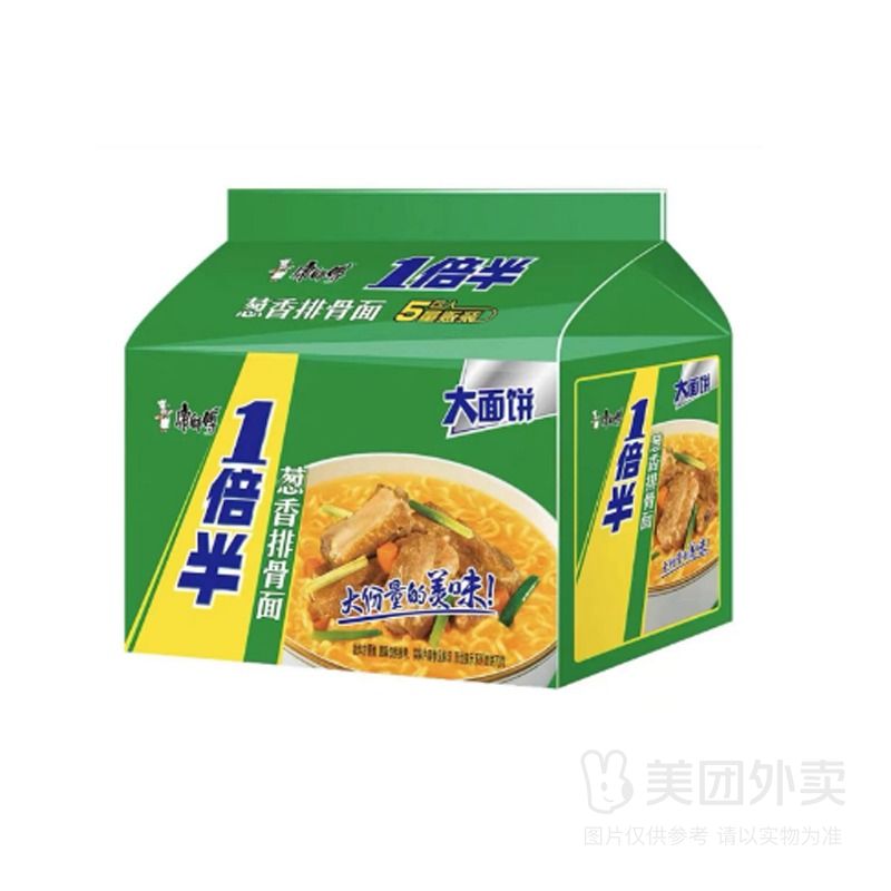 康师傅一倍半5连包葱香排骨面