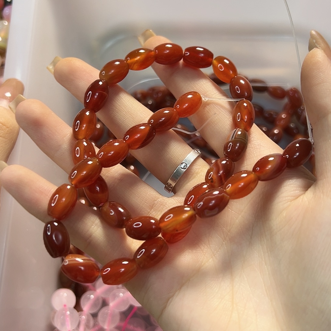 玛瑙/玉髓未镶嵌珠宝半成品卡8✖️11缠丝红玛瑙一条