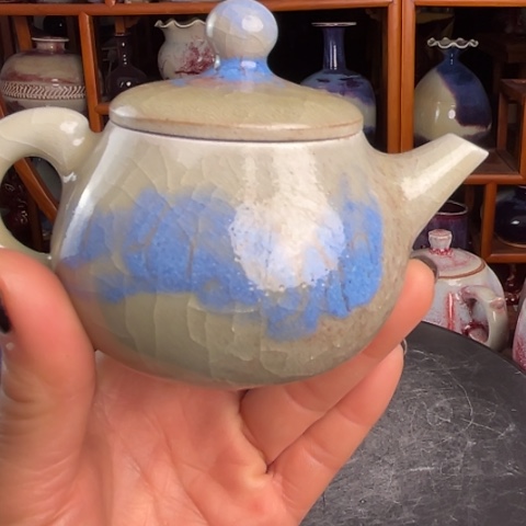 当代牛家钧窑牛自恒老师钧瓷壶微瑕
