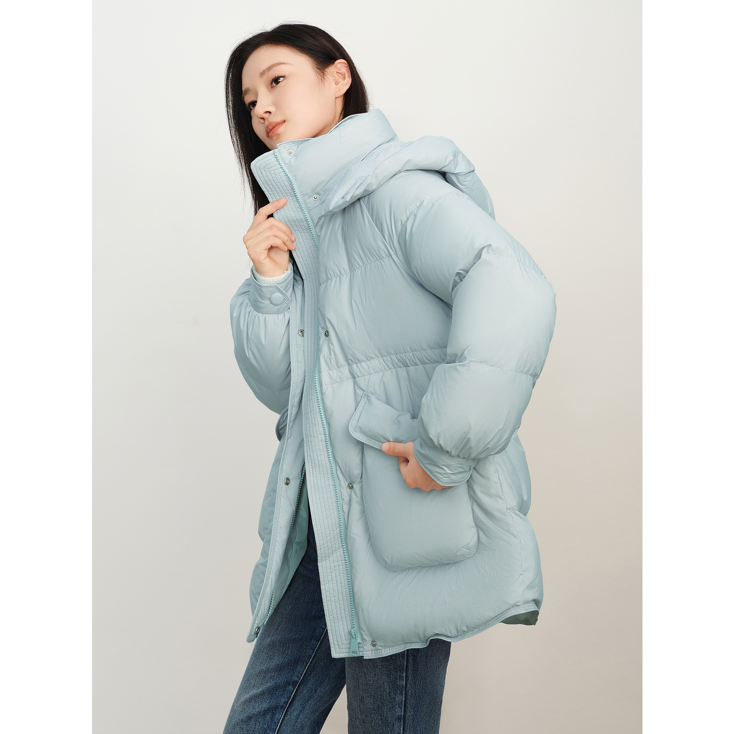 【小余专属】玖姿·安娜蔻JTDD03348微褶肌理短羽绒女冬季款