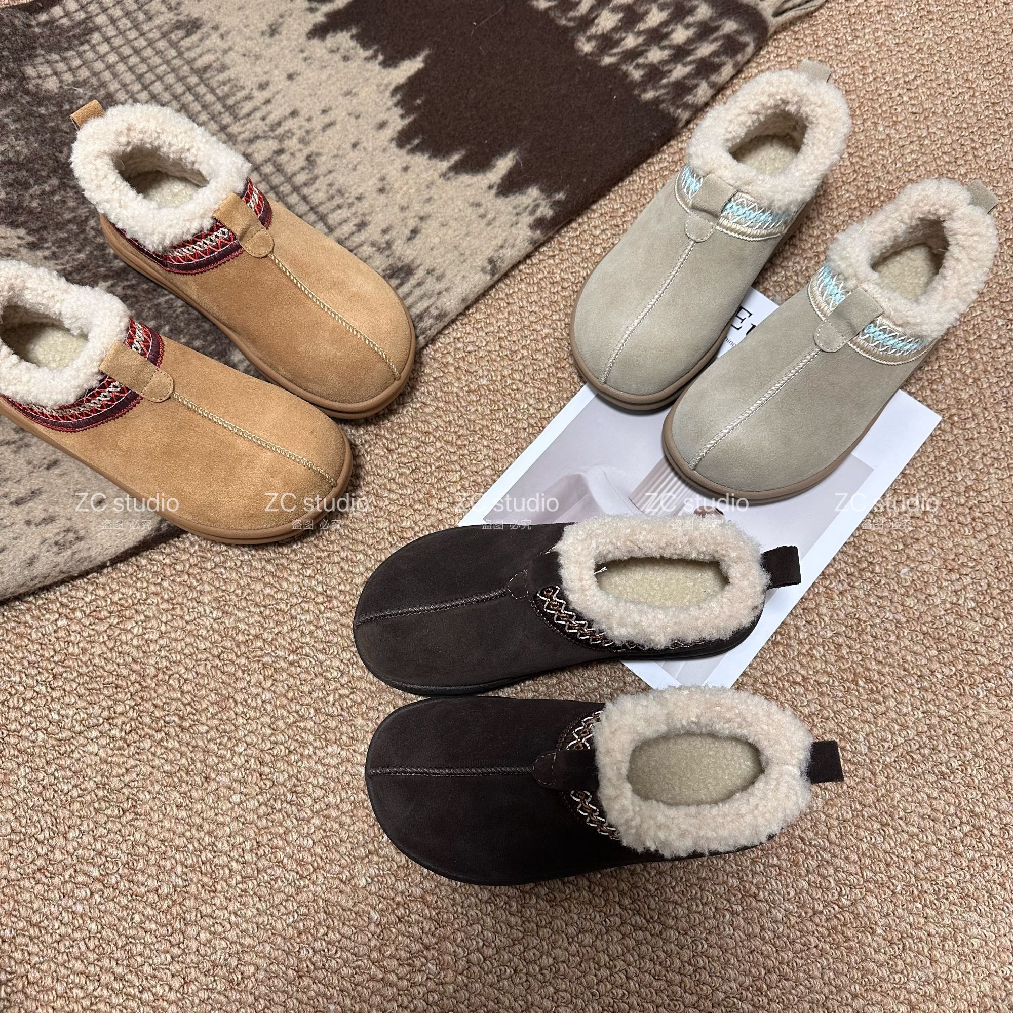 【珍珍家】2025新款民族风3.5cm 勃肯包跟雪地靴保暖棉鞋女