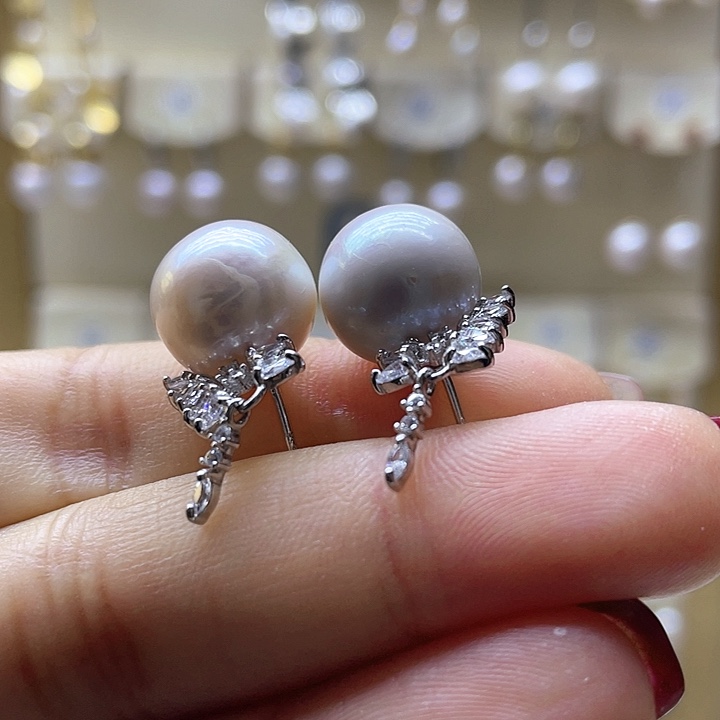 淡水珍珠耳饰银S925镶嵌