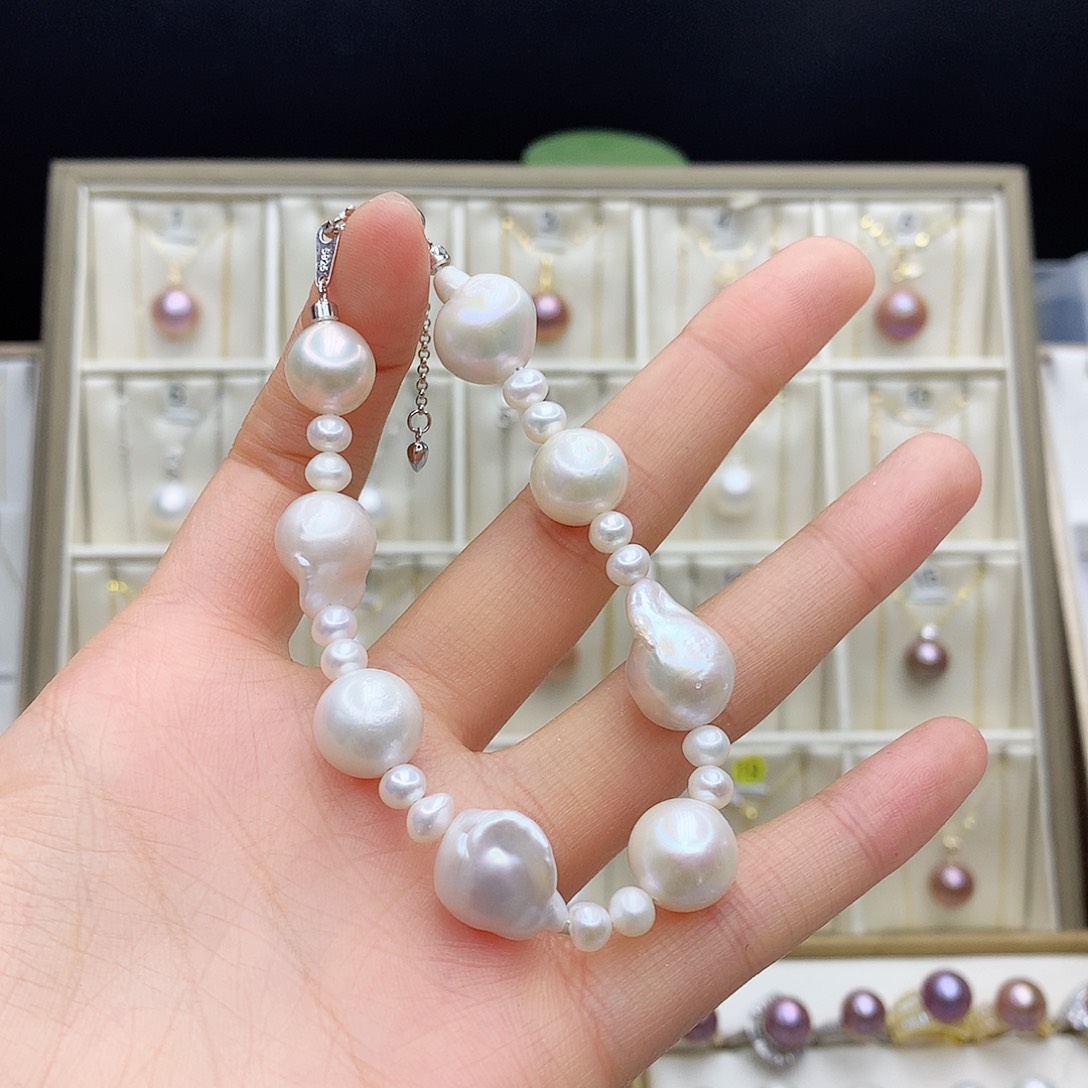 淡水珍珠颈饰银S925镶嵌