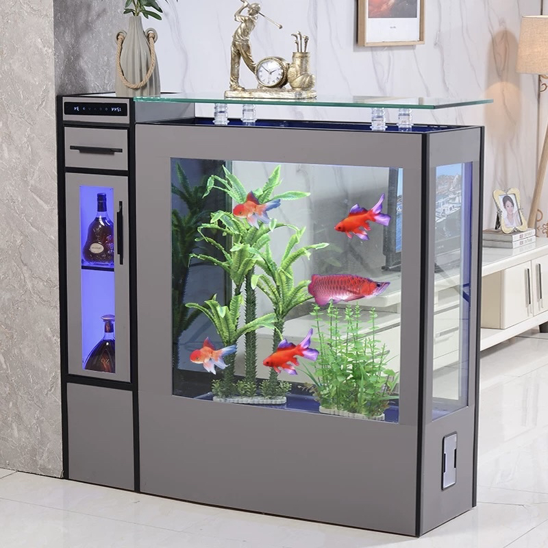 鸿鼎家用客厅屏风隔断免换水生态中大型长方形水族箱下排水