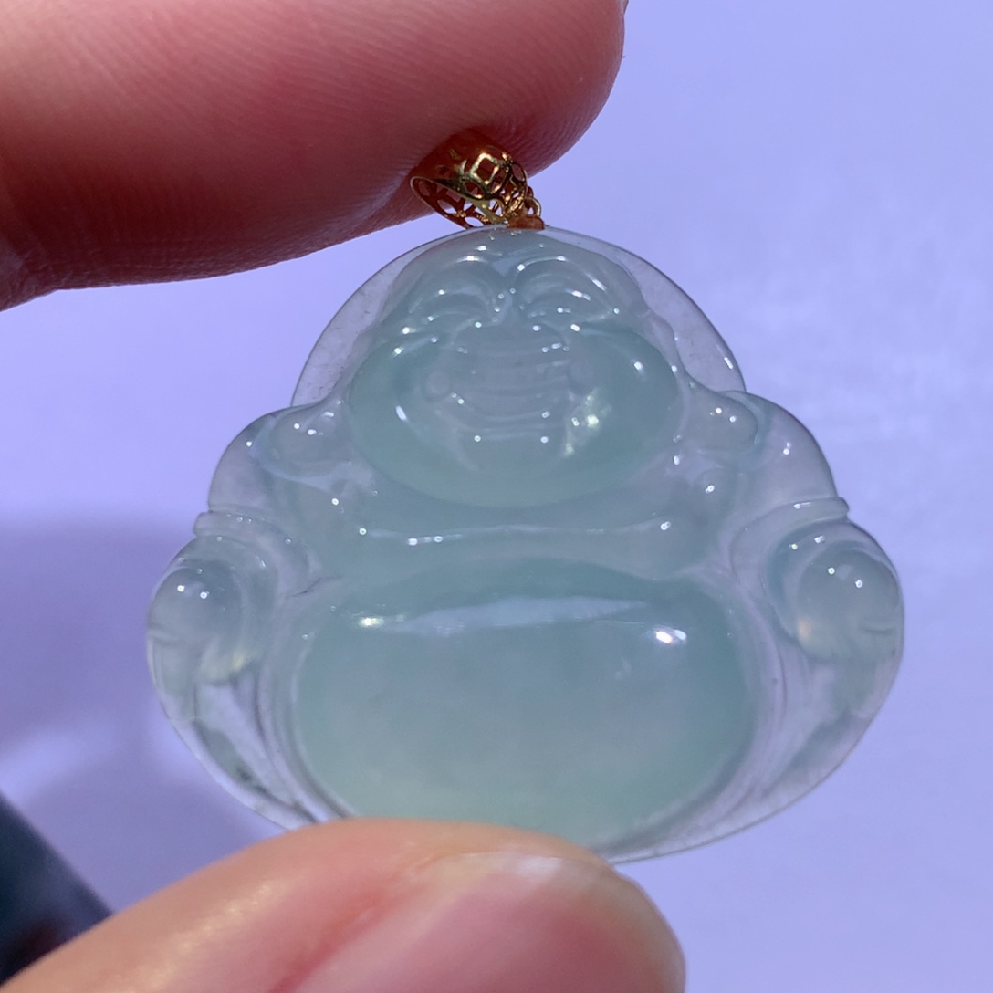 翡翠颈饰18K金镶嵌佛公