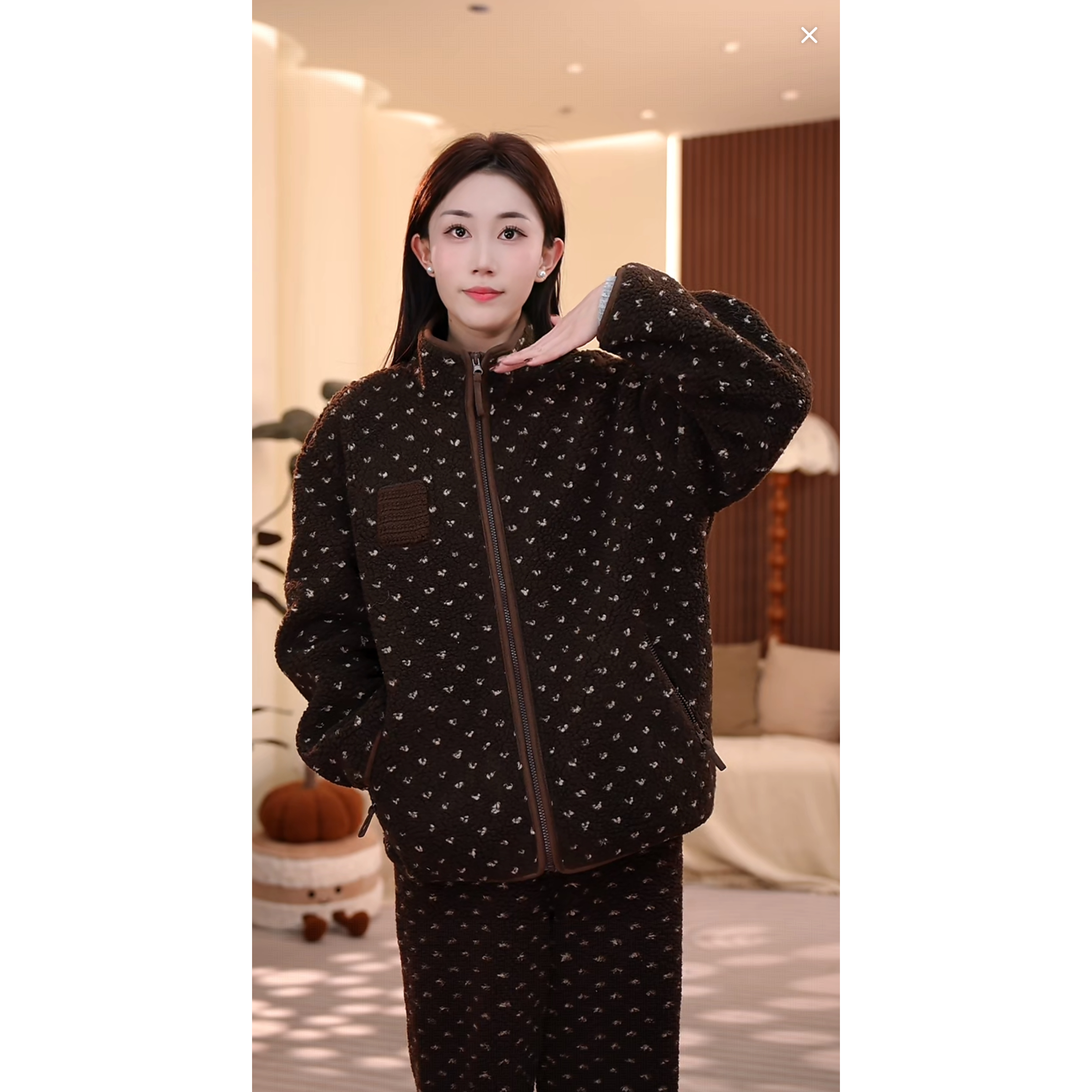 【棕色点点】双层超保暖加绒加厚极寒一套过冬日常可外穿睡衣显白SY