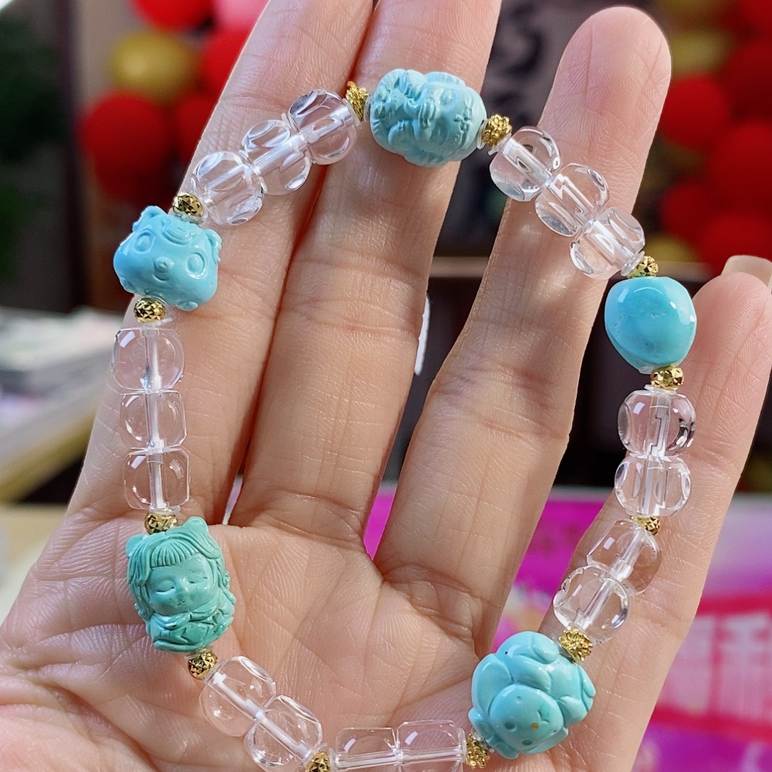 绿松石银S925镀金镶嵌珠宝奇石