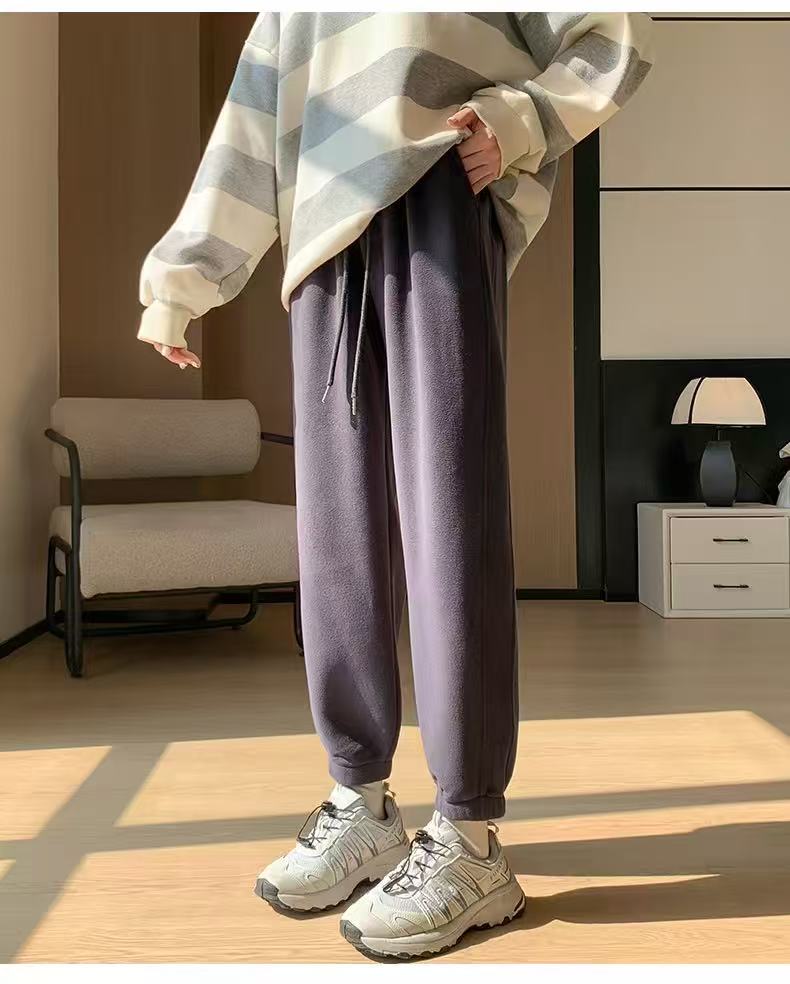 保暖双面摇粒绒秋冬季新款束口宽松哈伦卫裤男女休闲外穿潮牌