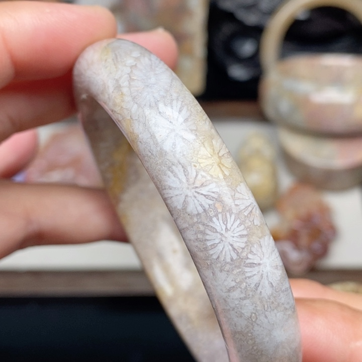 硅化珊瑚（珊瑚玉）未镶嵌手镯56.8