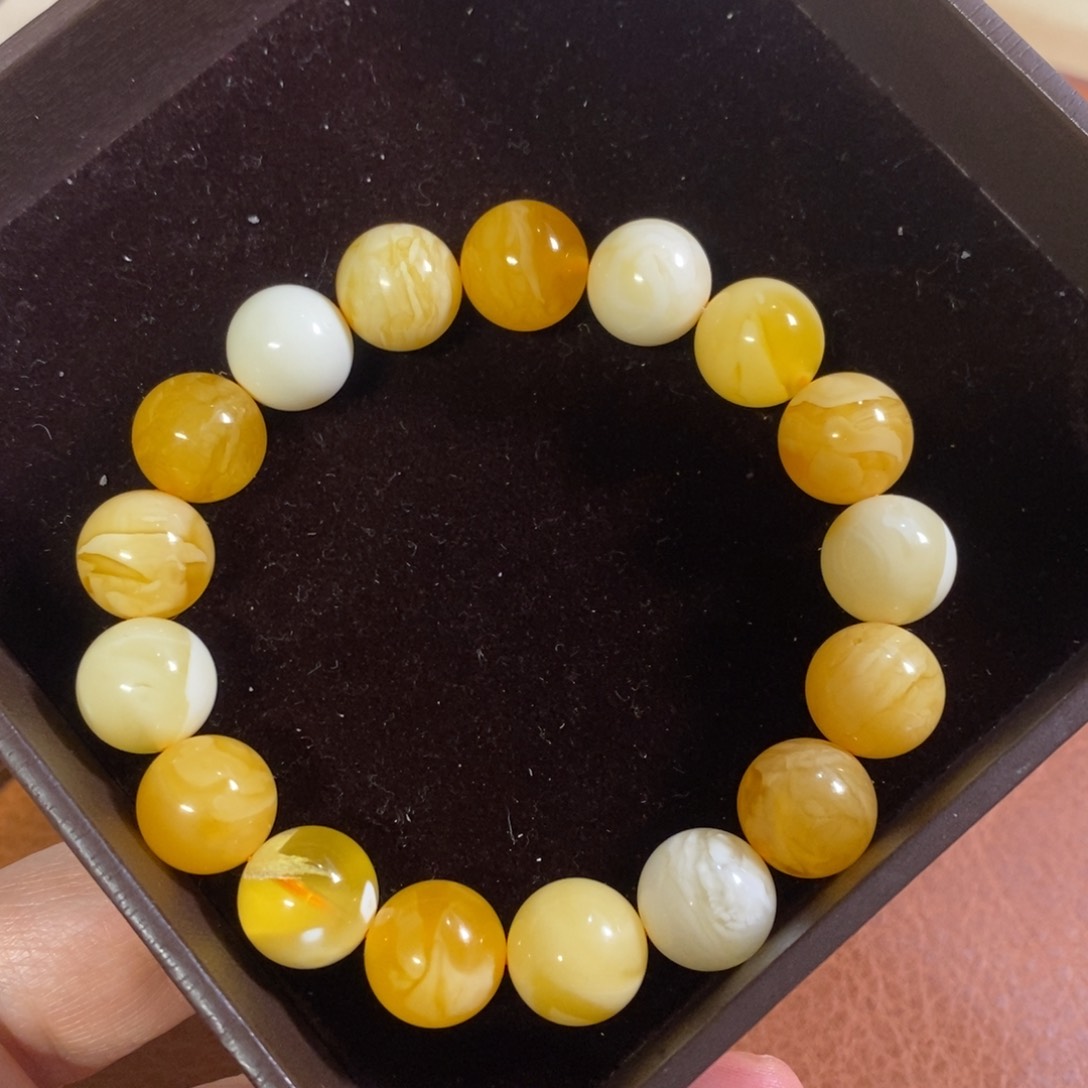 琥珀裸石未镶嵌焦皮多宝手串