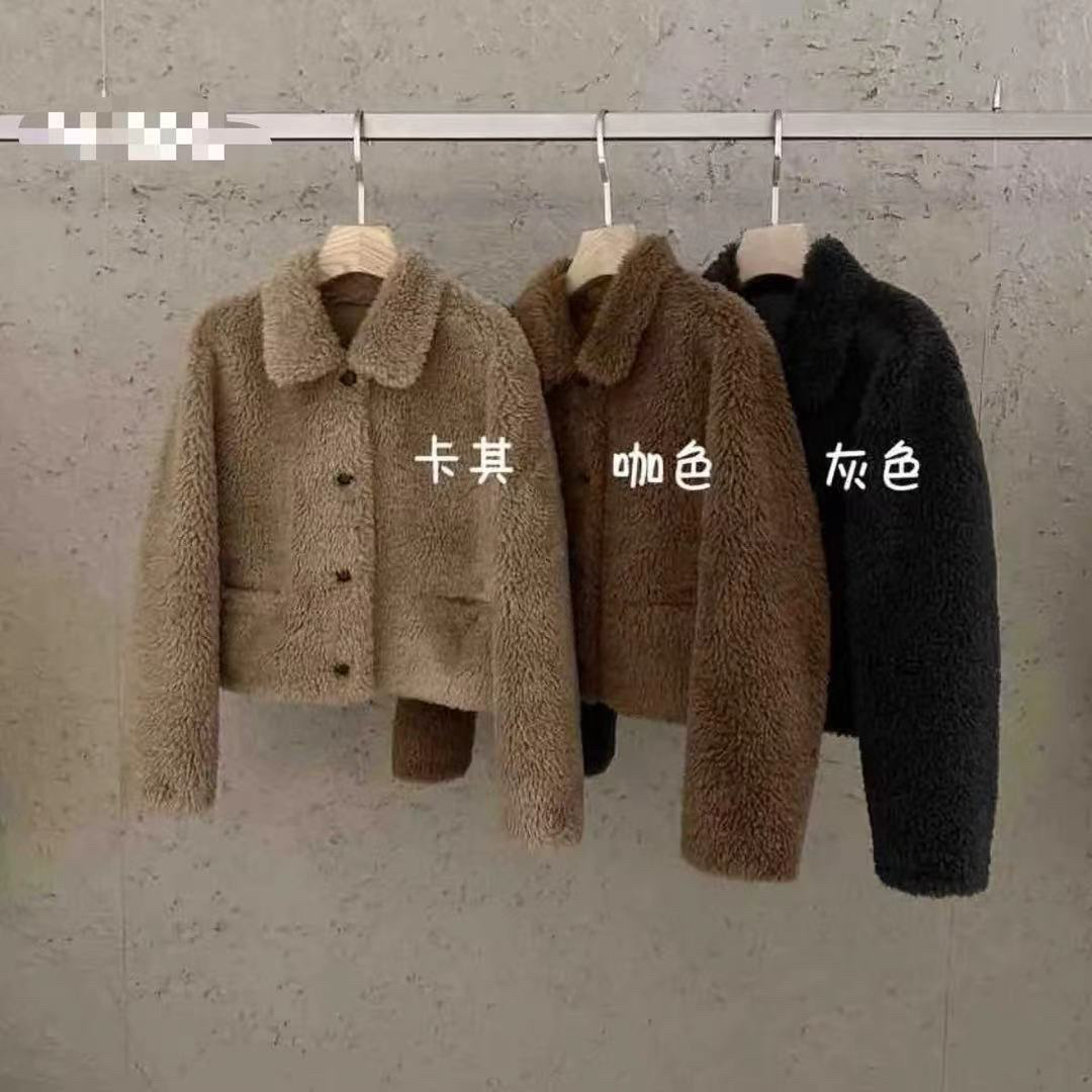 【周周家】7098#百搭羊羔毛翻领外套