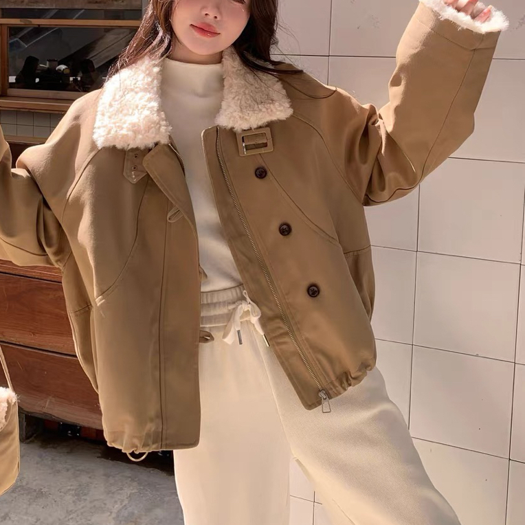 邹先森86019-30爆版韩版翻领拼接短外套冬季新款外套加厚休闲