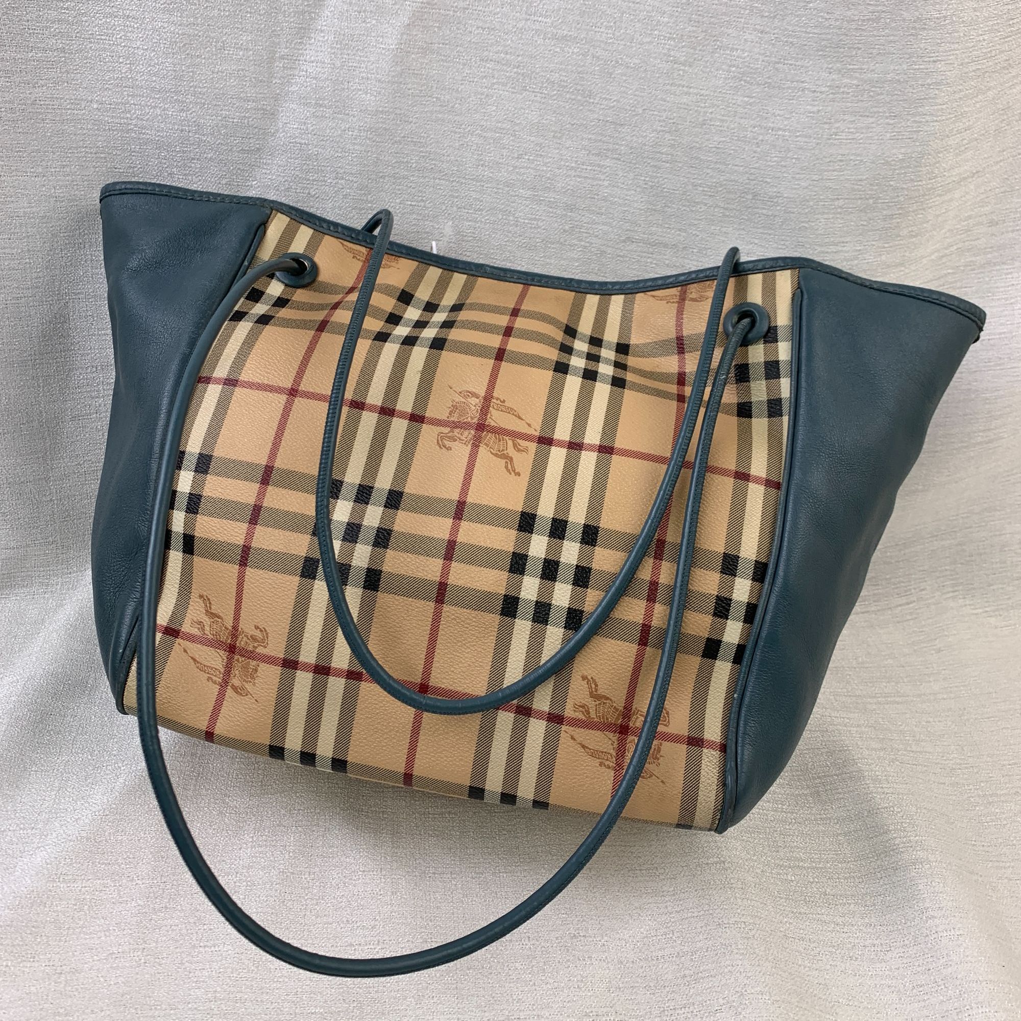 95新 BURBERRY/博柏利 战马格纹单肩托特包/WJ06412045/2045