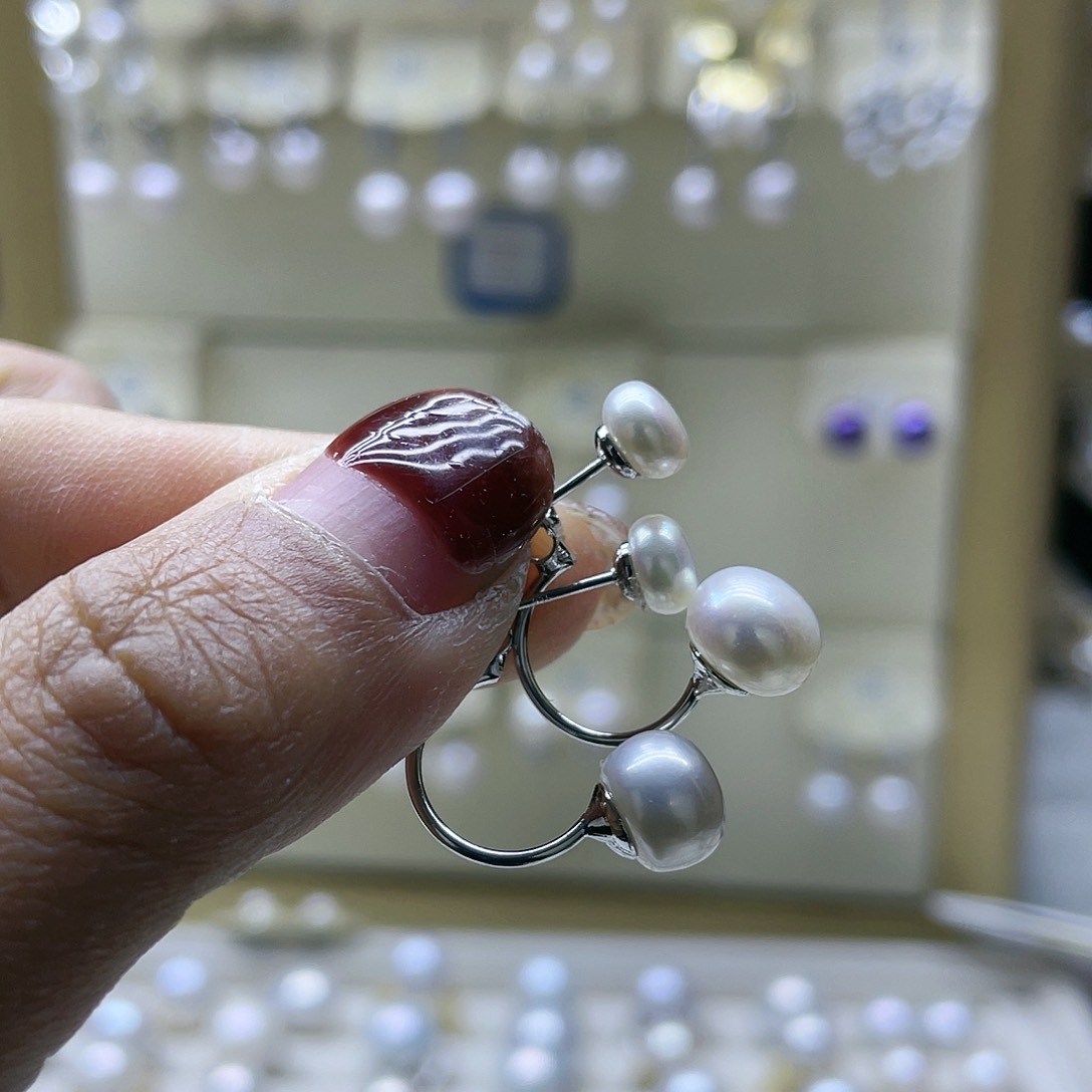 淡水珍珠耳饰银S925镶嵌