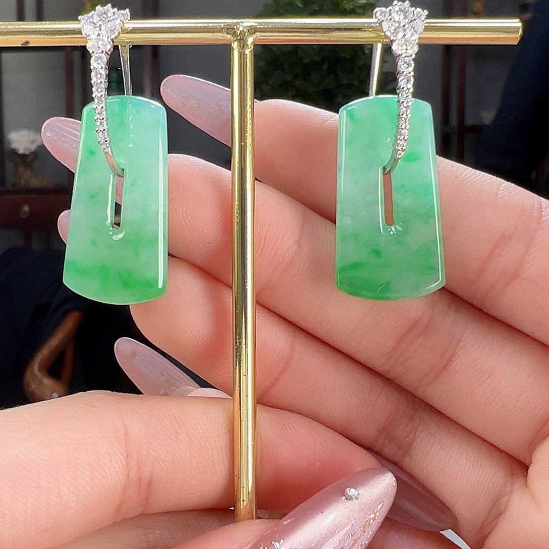 翡翠耳环18K金镶嵌耳环32