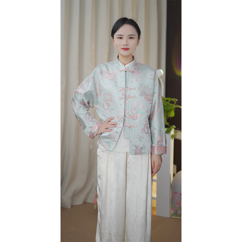 龙凤呈祥-新宋锦桑蚕丝女显瘦上衣气质外套