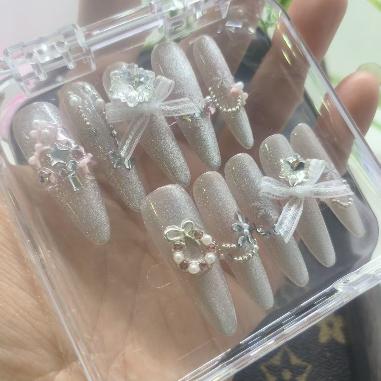 多米高级轻奢手工穿戴甲-配发5件套-3单包邮-直播链接请勿私拍