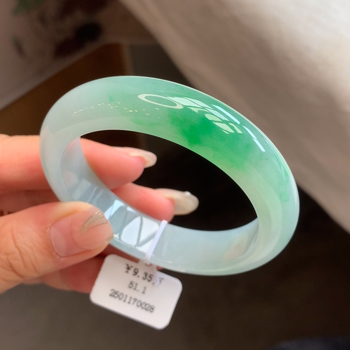 翡翠手镯未镶嵌51冰阳绿正圈