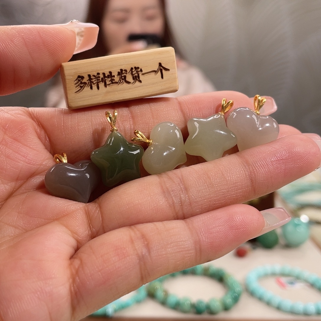 和田玉银S925镀金镶嵌珠宝半成品
