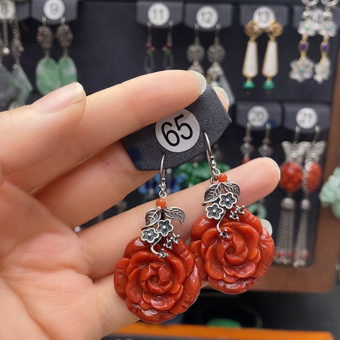 翡翠耳饰银S925镶嵌苹*。179hnjhhby