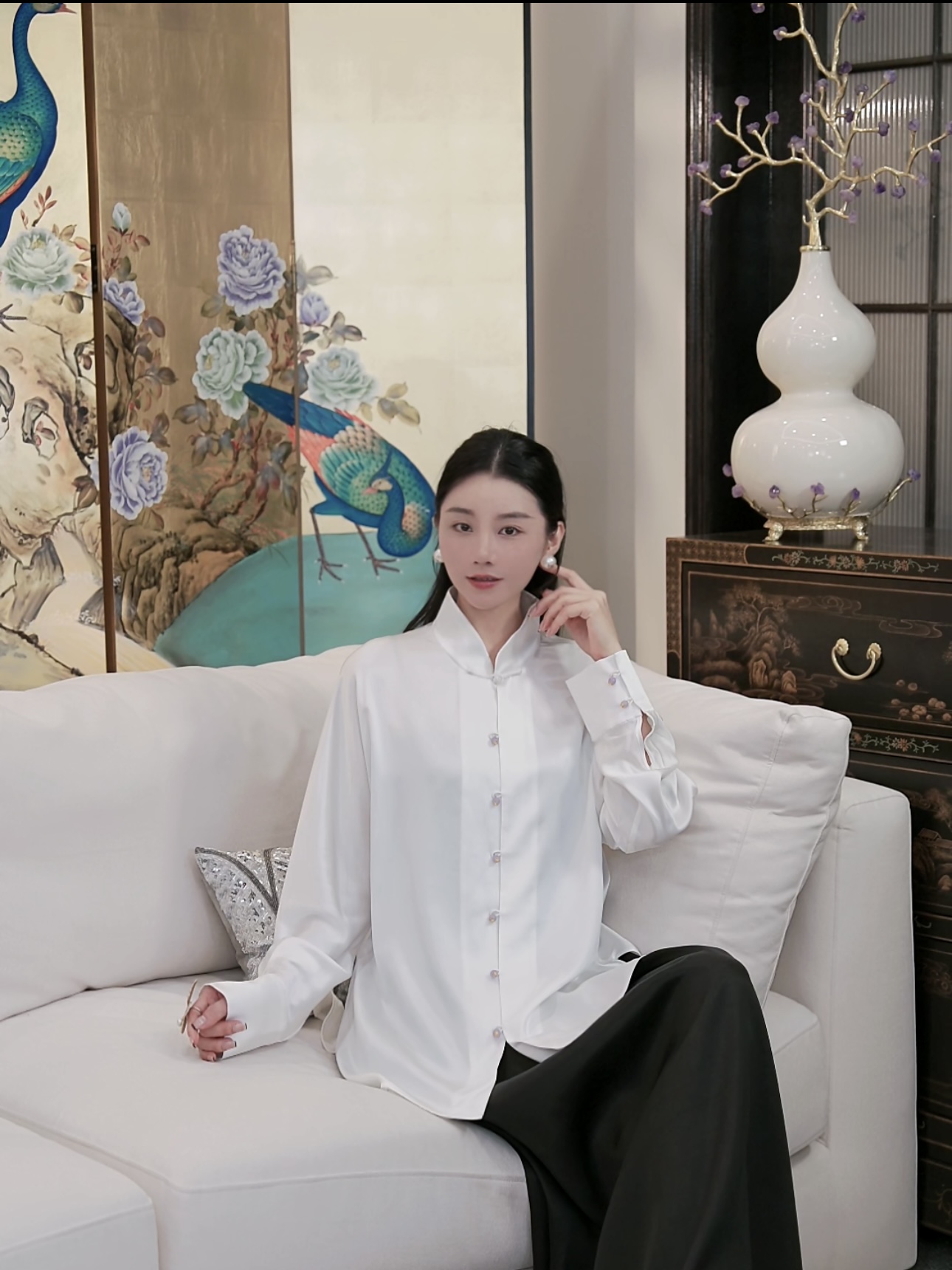 Betty Bairn【匠心/云水禅心】高定系列桑蚕丝长袖衬衫25B-BW301