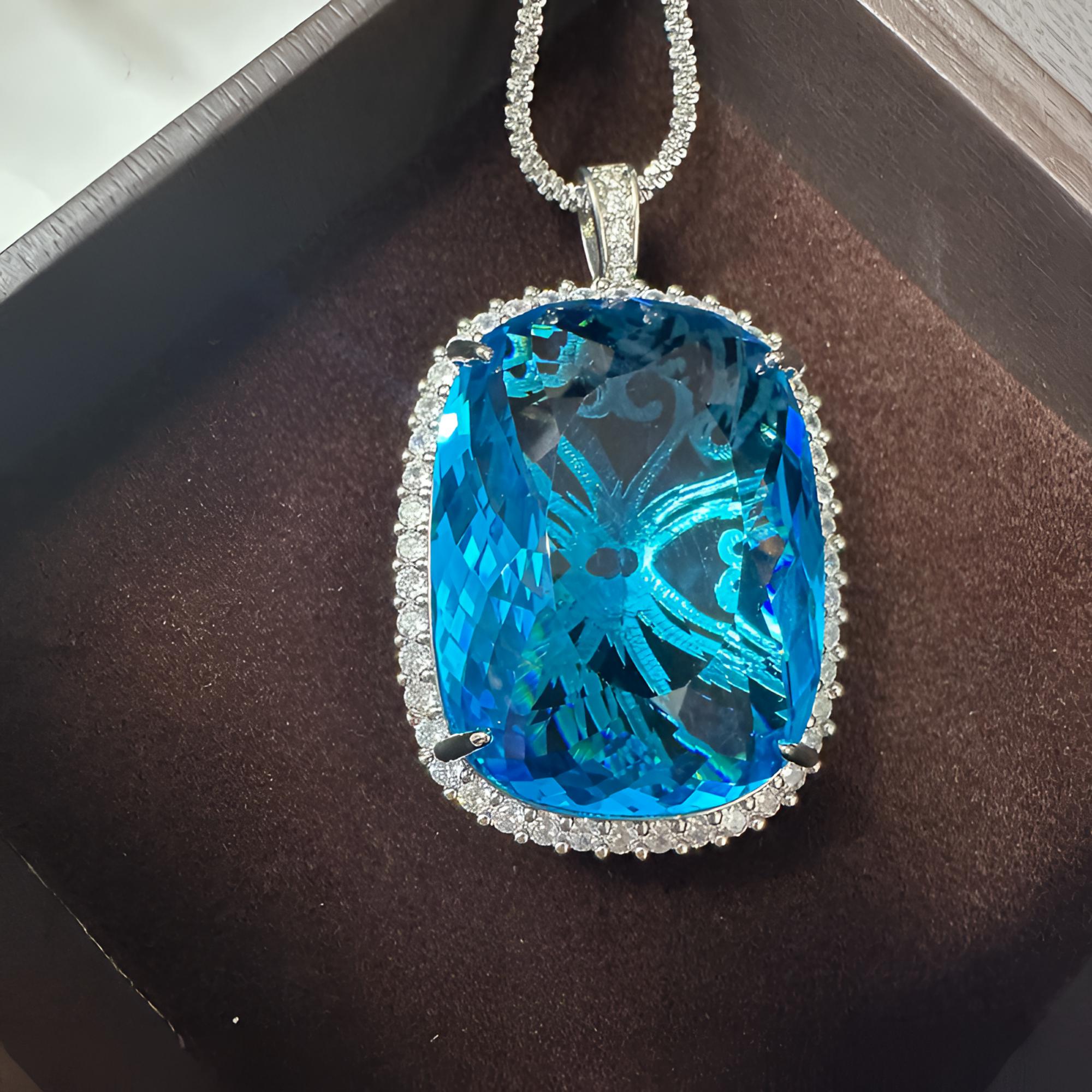 高定—典藏版 海洋蓝色达克拉 精美吊坠（D009）