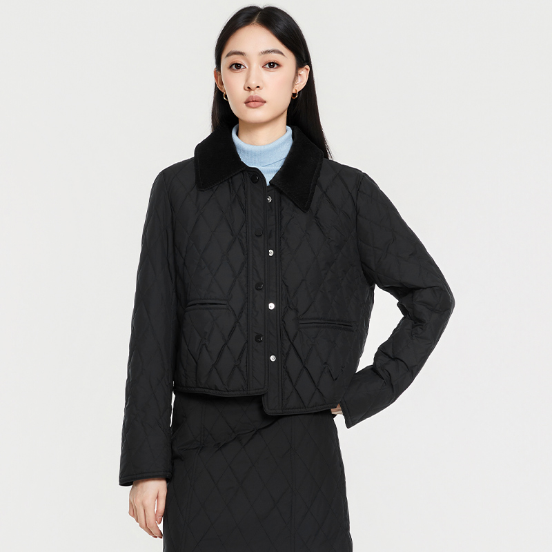 简约小香风气质短款轻薄羽绒服外套女小个子鸭绒面包服164B2205