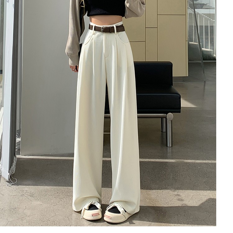 欧棉绒阔腿裤女2025秋冬新款高腰垂感时尚百搭显瘦窄版休闲直筒裤