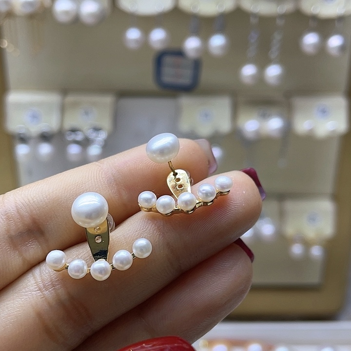 淡水珍珠耳饰银S925镶嵌