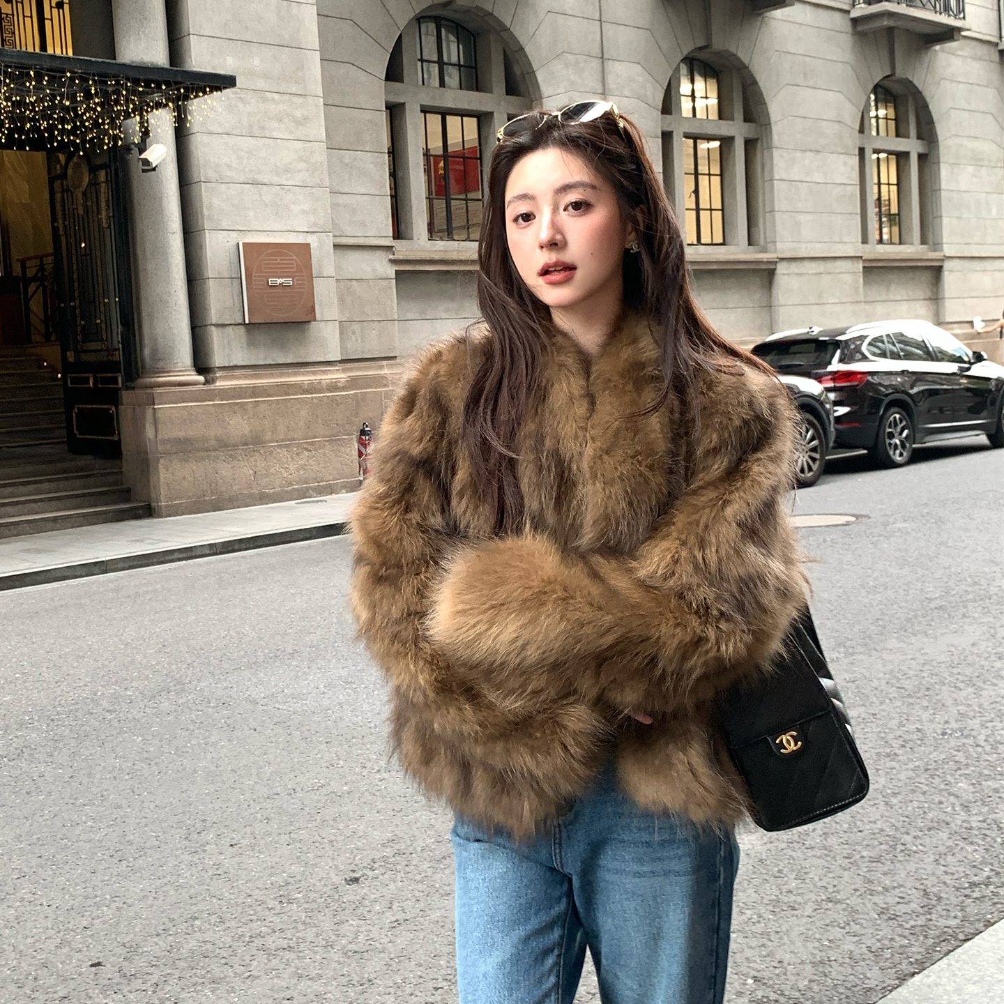 米汤家皮草“曼谷蜜珀”海宁冬季年轻皮毛一体貉子毛皮草毛毛外套