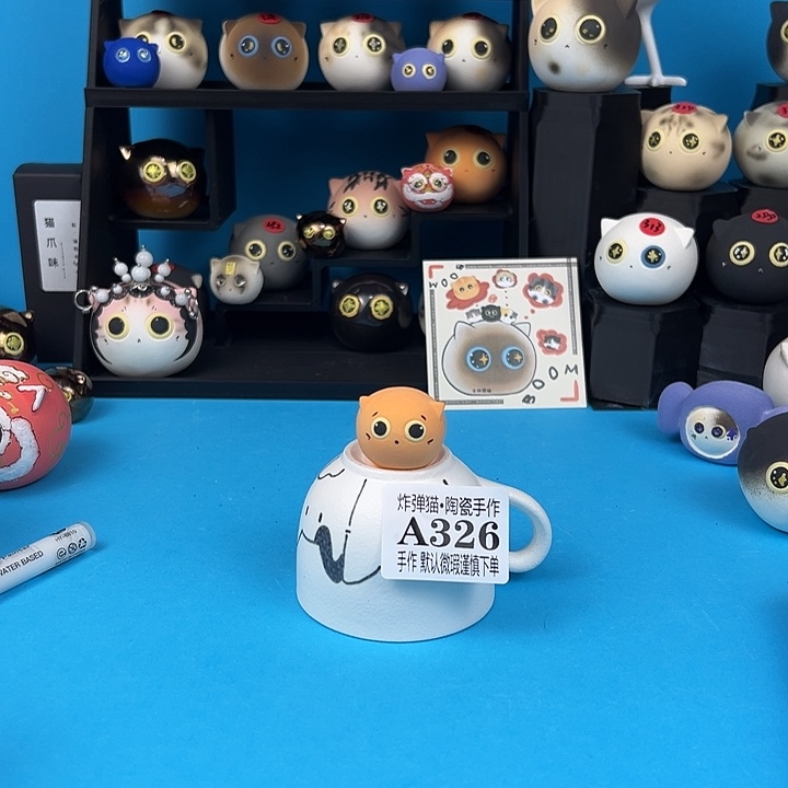 摆件陶A326mini微瑕橘猫