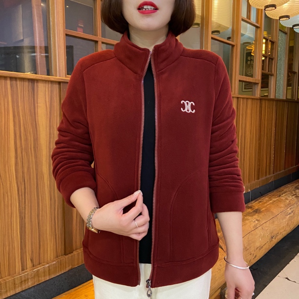 秋冬新款女士立领加绒加厚外套保暖休闲百搭时尚妈妈装冬季