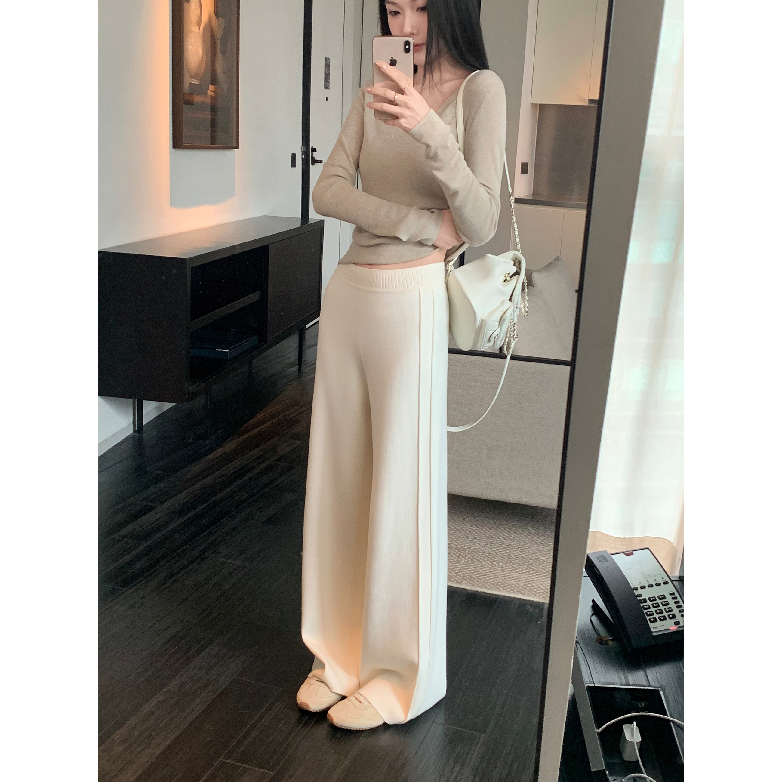 5werkwen 侧骨立体|750g高克重  醋酸山羊绒绵羊毛针织裤43-04